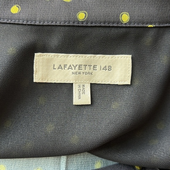 Lafayette 148 Doha Navy & Green Polka Dot Shirt Dress Size XL - Picture 8 of 10